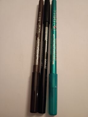 3 Eyeliners - Teal Waterproof + Black + Brown